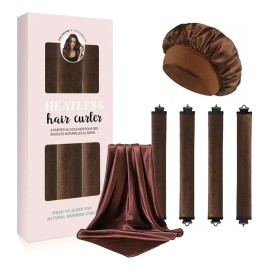 6pzs Curly Ondas En Cabello Rizos Sin Calor Tubo+gorro Satin