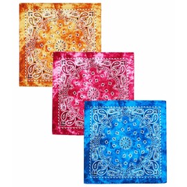 Bycc Bynn 3 Pack 100% Cotton Paisley Pattern Bandanas Face Mask Square Scarf Headwear (S- 3 Pack-Tie dye 1)