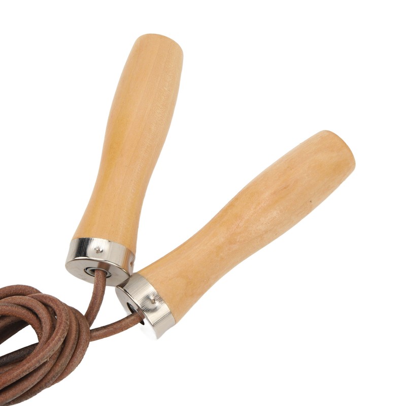 Jump Rope Cowhide Wooden Handle Portable Highly Effective Skipping Rope