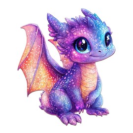 Jigfoxy Wooden Puzzle for Adults, Glittering Dragon Wooden Jigsaw Puzzles for Adults, Unique Animal Shape Wood Cut Puzzles for Family Friend Puzzle Lovers(M-11.4 * 9.6in-165pcs)