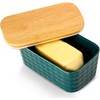 Hasense Ceramic Butter Dish with Lid, Large Butter Container for