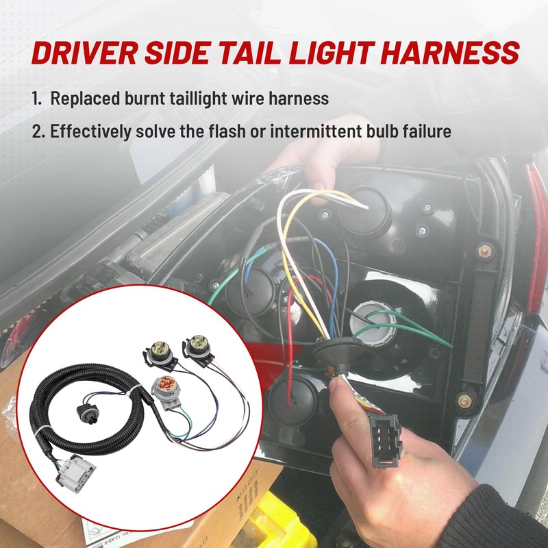 RED WOLF Driver Side Tail Light Harness for 2003-2007 GM
