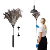 Teleskop Staubwedel Straußenfedern, Staubwedel Lang ausziehbar mit Edelstahlgriff, Straußenfedern, Verstellbar