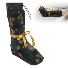 MAGNEECH Beautiful Adjustable Elastic Walking Boot Cover for Medical Brace Orthopedic and Fracture Cast,Cast Cover Below the Knee for Foot Leg Protector-Keep Sheets Clean（Black Butterfly Cloth）