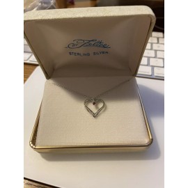 Felice Vintage Felice Sterling Genuine Ruby Heart Pendant July Red New Old Stock