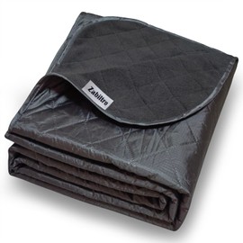 Zabiltro Large Outdoor Waterproof Blanket-Quilted Extra Thick Fleece Windproof Warm Includes Stuff Sack Shoulder Strap Machine Washable,55"x78"-Black