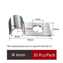 Pack of 30 Cable Clamps Metal Pipe Clamps 4 mm Mounting Clamp V2A Stainless Steel 304 Single Hole U Pipe Clamps Pipe Attachment for Diameter 4-5 mm Cable Flush-Mounted Water Pipes Installation