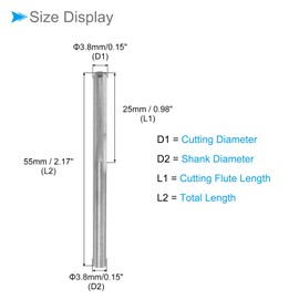 CoCud Chuck Reamer Cutting Diameter 3.8mm 4 Blade C3/K10 Tungsten Carbide Milling Cutter - (For Aluminum, Copper, Plastic, Wood)