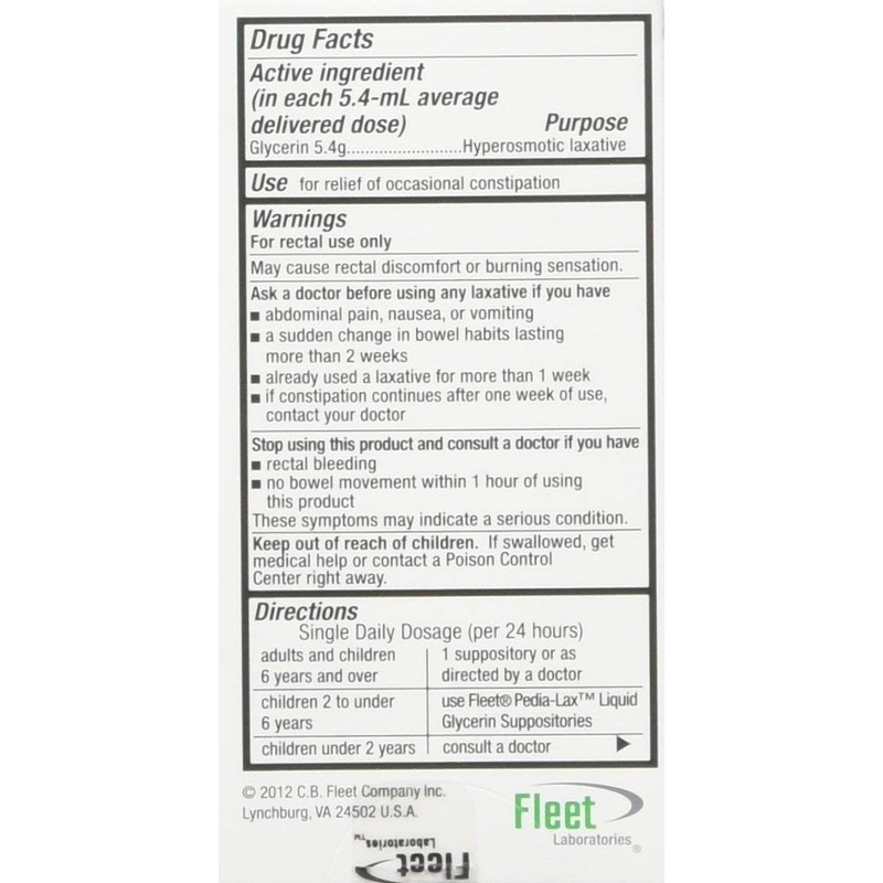 Fleet Liquid Glycerin Suppositories for Adult Constipation, 7.5 mL, 4