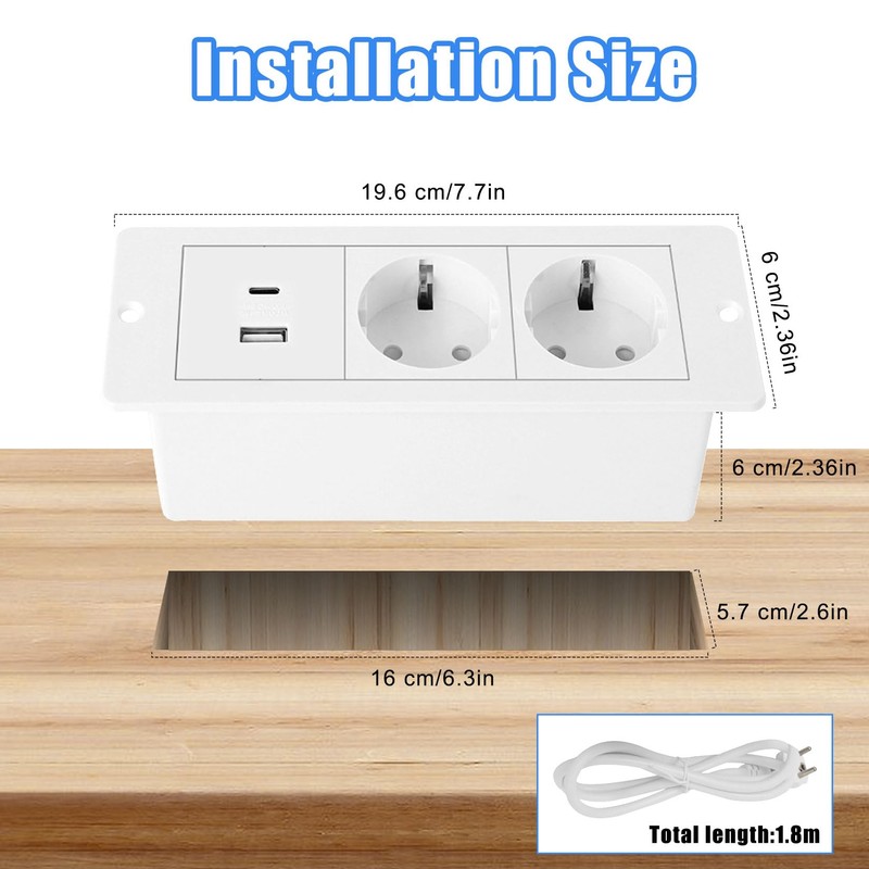 Idota Table Socket, 2-Way Retractable Socket with PD20W Quick Charge