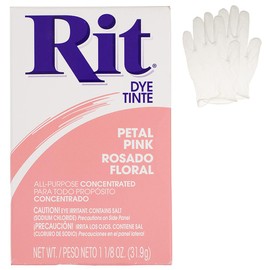 Polvo de tinte concentrado multiuso Rit Craft County, paquete individual con guantes de plástico para ropa, decoración y manualidades – color pétalo rosa