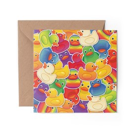 1 x Rubber Ducks Greeting Card - Colourful Toys Kids Bath Duckies Cute Duck Funny Novelty Anniversary Valentine's Birthday Friend #81567
