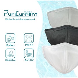 JKKL PuriCurrent-Mask. Washable, reusable, anti-dust/PM2.5, 5-layer, blocking particles, extended nose bridge, skin friendly, 3D space, easy breath (Grey)