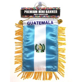 Guatemala Flags for car Interior Rearview Mirror or Home Sticks to Windows Glass Quick and Easy Quality Small Hanging Mini Banner Flags car Accessories (1 Flag
