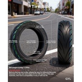 GYL 10x2.30-6.5" Vacuum Tubeless Tire for NIU KQi2 Pro Electric Scooter,10 Inch Replacement Front/Rear Tire, Non-Slip, Explosion Proof, Durable