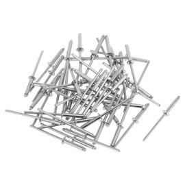 Motoforti Dome Head Large Flange Blind Rivets 3.2mm Grip Diameter 16mm Grip Length 6.05mm Flange Diameter Stainless Steel Silver Tone 50 Pcs