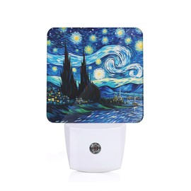 Van Gogh Starry Night Night Lights Plug into Wall Decorative Night Light Dusk to Dawn LED Lamp for Bedroom Bathroom Living Room