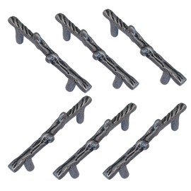 AuRiver 6 pcs Tree Branch Cabinet Handles Twig Branch Cabinet Handles 3inch Hole Center Dresser Handles Modern Alloy Cabinet Handles Drawer Pulls (Silver)