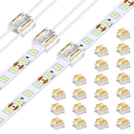 RGBZONE 20PCS 2pin 8mm LED Strip Connectors Suitable for 2-pin 8mm Wide COB LED Strip Light and IP20 SMD Single Color LED Light Strip
