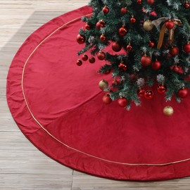 72 Inch red Tree Skirt for 7.5-12 Ft Tree Christmas Red Velvet Fur Plush Luxury Tree Skirt Large for Merry Christmas Trees Decorations Vintage Xmas Holiday Party Winter Home Decoration