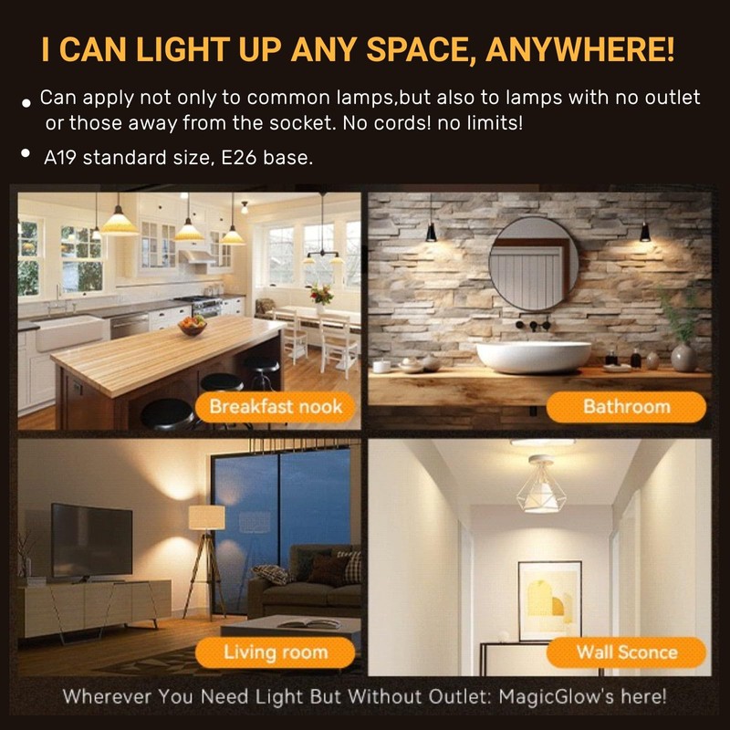 Neporal MagicGlow USB Rechargeable Light Bulbs, 3-Color Shift + 10%-100%