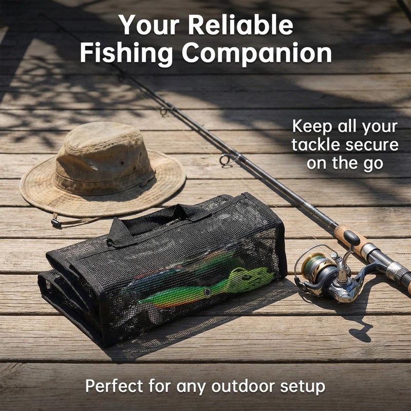 Roll Up Fishing Lure Wraps,5 Pocket PVC Lure Bag,Protective＆Foldable Cover