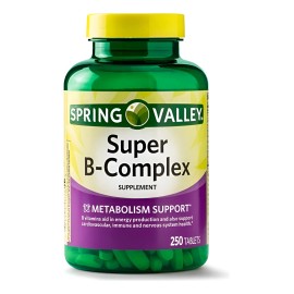 Spring Valley Super B-complex Vitaminas 250 Tabletas Sin Sabor