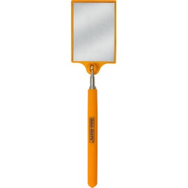MAG-MATE 318HVO Telescoping Rectangular Glass Inspection Mirror, 3-1/2" x 2-1/2" Glass Telescoping Mirror with Collapsible Stainless Steel Shaft, Comfortable Grip, 37" Extended Length, Hi-Viz Orange