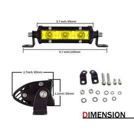 Willpower 2 x LED Offroad Headlight 13 cm 15 W Yellow Amber Single Row LED Headlight Work Light Bar 12 V 24 V Additional Headlight 6000 K IP67 Waterproof for Car Truck Tractor Truck