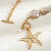Mermaid Pearl Starfish Link Chain Choker Necklace for Women Gold