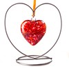 July Ruby 8cm Birthstone Glass Heart with Heart Stand