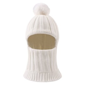 Zsedrut Toddler Kids Winter Hats for Girls Boys Warm Balaclava Hat with Fleece Lined Thick Knit Beanies Cap (CA/US, Age, 1 Year, 3 Years, White)