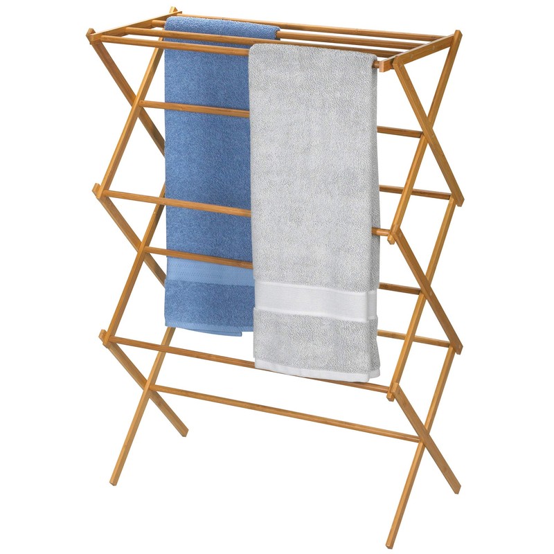 Household Essentials Bamboo Folding Clothes Drying Rack, Upscale Laundry Rack