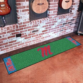 FANMATS 27230 Ole Miss Rebels Putting Green Mat - 1.5ft. x 6ft. - Light Blue Alternate