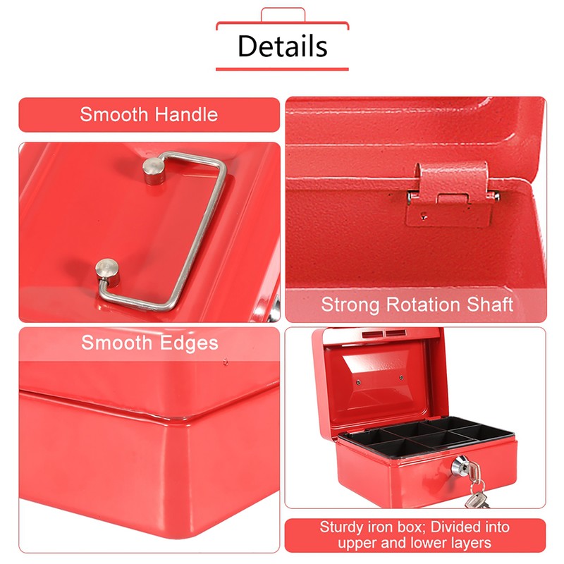 1Pc Mini Portable Iron Petty Lockable Cash Money Coin Safe