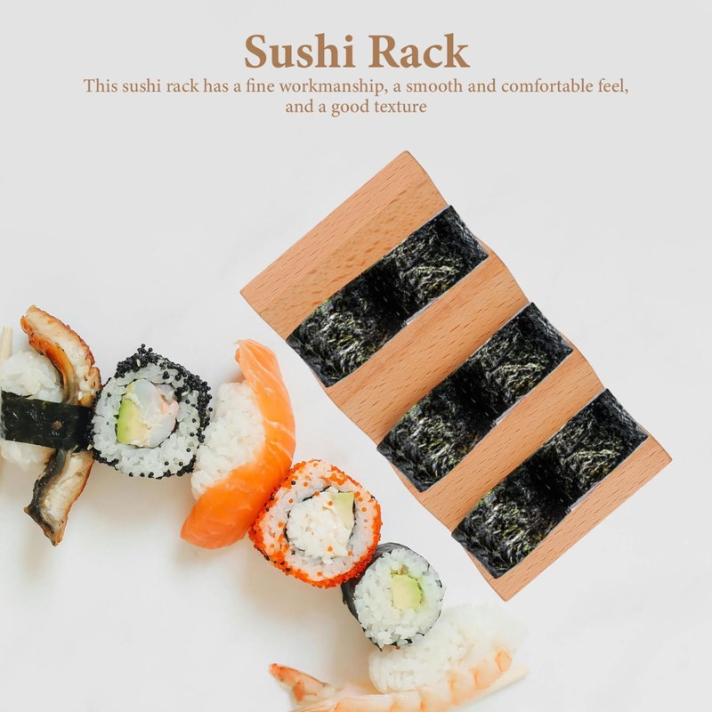 Cabilock Wooden Taco Holder and Sushi Stand - Multi-Function 3-Grid