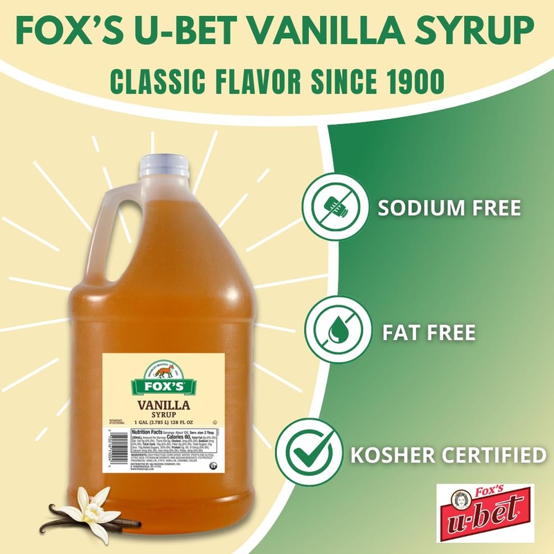 FOX'S U-BET Syrup Bottle, Kosher Certified, Brooklyn Original, Fat Free