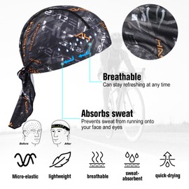 HASAGEI Sports Bandana Cap Durag Bandana Headscarf Bicycle Headgear Breathable Absorbs Sweat Hat, orange