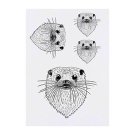 4 x 'Friendly Otter' Temporary Tattoos - Water Resistant, Skin-Safe, Non-Toxic Transfers, Mixed Sizes (TO00006506)