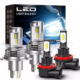 AQJ Combo LED High/Low Beam Headlight + Fog Light Bulbs for Honda CRV 2007-2014 CR-V