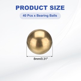 sourcing map 40 Pcs Bearing Balls, 8mm Diameter H62 Precision Solid Brass Bearing Balls Industrial Brass Ball Spheres for Machinery, Automotive, and DIY