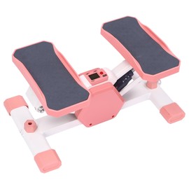 PIAOCAIYIN Mini Steppers for Exercise at Home, Portable Mini Stepper w/Resistance Bands & LCD Screen, 330.69lbs Weight Capacity, Home Workout Equipment for Men/Women -Pink