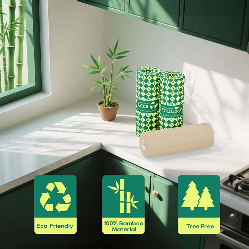 ECOlipak Paper Towels - 8 Rolls, 2 Ply 120 Sheets-