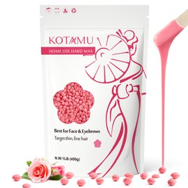 KOTAMU Rose Wax Beads for Hair Removal, 450 g, Pink Waxing Beads for Face, Eyebrows, Legs, Arms, Bikini, Full Body Sensitive Skin without Wax Strips, Wax Beads for Men, Women, Home and Salon
