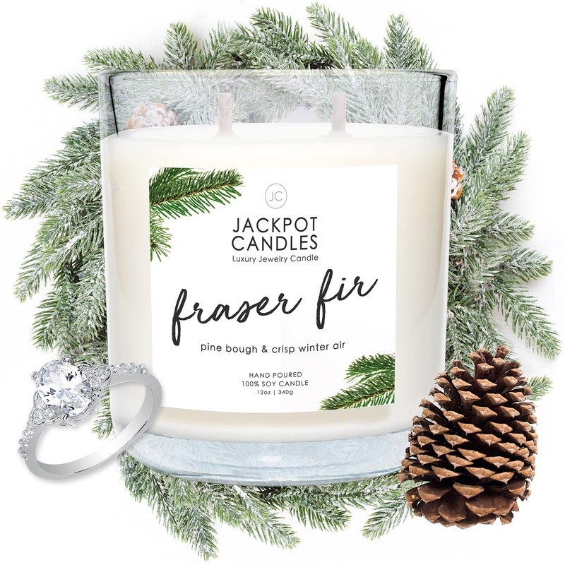 Jackpot Candles Fraser Fir Candle with Ring Inside (Surprise Jewelry