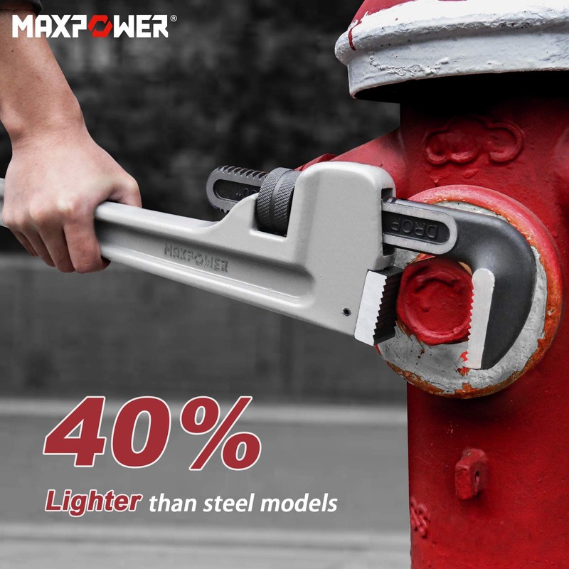 MAXPOWER 30-inch Pipe Wrench, Aluminum Straight Plumbing Wrench Heavy Duty