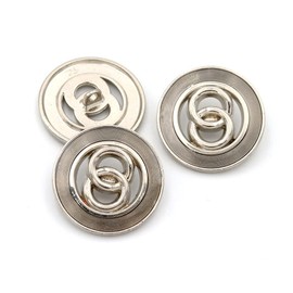 5 Pcs Double Circular Buttons Metal Hollow Bottons for Clothing Crafts Accessories(Silver,18mm)