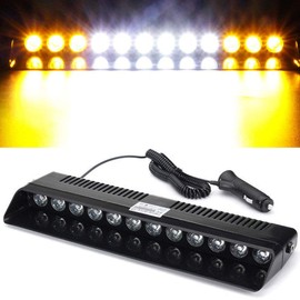 XTAUTO LED Emergency Strobe Light 12V Windshield Dash Dashboard Interior Flash Roof Hazard Warning Light Bar for Car Truck Vehicle w/Suction Cups Amber White White Amber