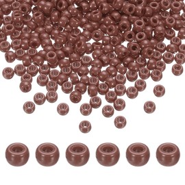 HARFINGTON 1000Pcs Brown Pony Beads 6x9mm Acrylic Bulk Plastic Barrel Bead for Necklace Key Chain Jewelry Making Earring Hair Braiding