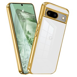MiaoKeDa Google Pixel8A Case, Clear, Shockproof, Transparent TPU Bumper, Lightweight, US Mil-Spec, Plated